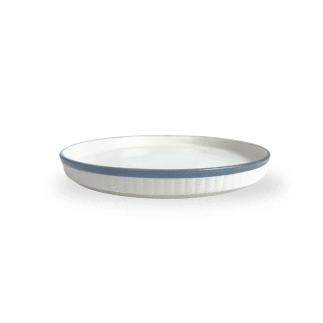Premium Porcelain Dinner Plates Set of 4Pcs 25cm Durable White Dishes with Blue Rim