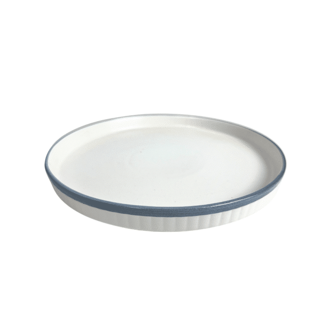 Premium Porcelain Dinner Plates Set of 4Pcs 25cm Durable White Dishes with Blue Rim