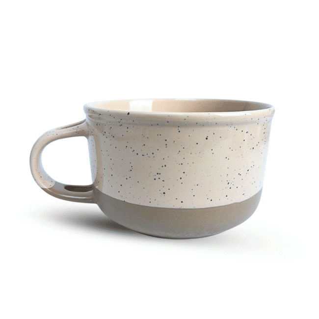 Large Porcelain Soup Mug 650ml with Handle 1Pc-Pink