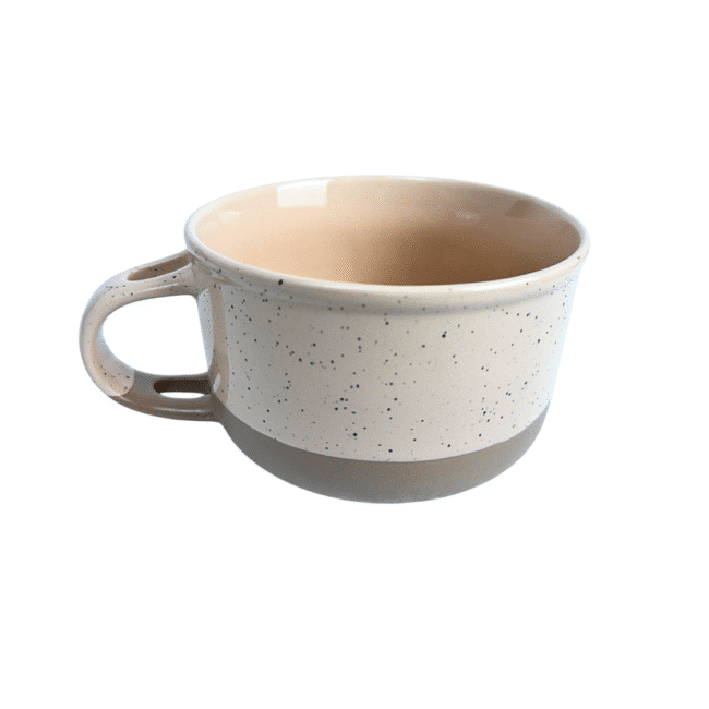 Large Porcelain Soup Mug 650ml with Handle 1Pc-Pink