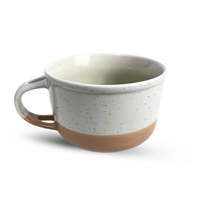 Large Porcelain Soup Mug 650ml with Handle 1Pc-Beige