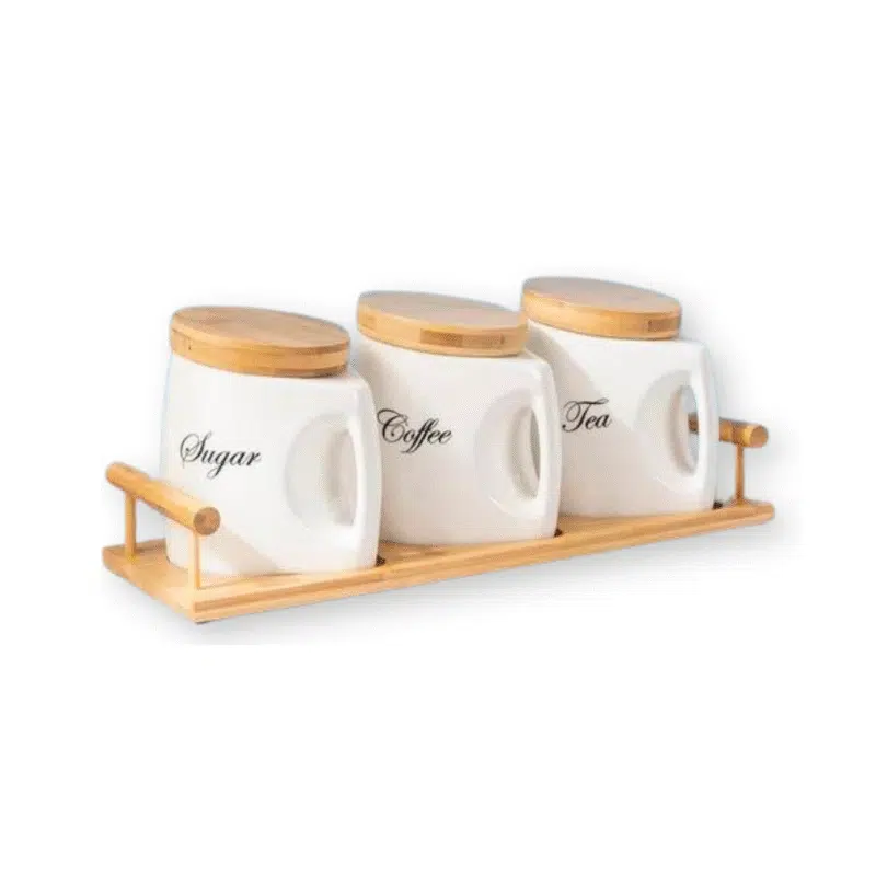 Porcelain Tea Coffee and Sugar Container Set