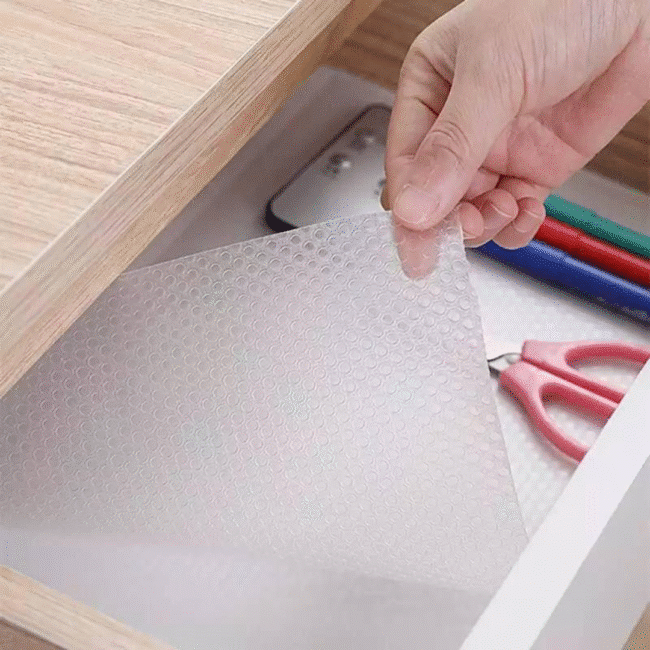 Shelf Drawer Liner Transparent Non-Adhesive Waterproof Mat, Non-Slip-(45 X 1000CM)