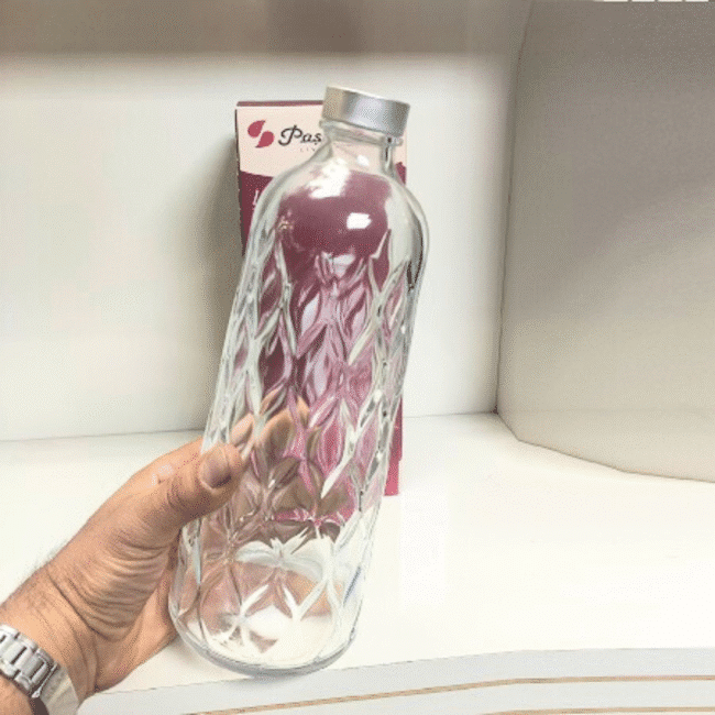 Pasabahce Leafy Water Bottle 1035ml with Cover-Turkey Made