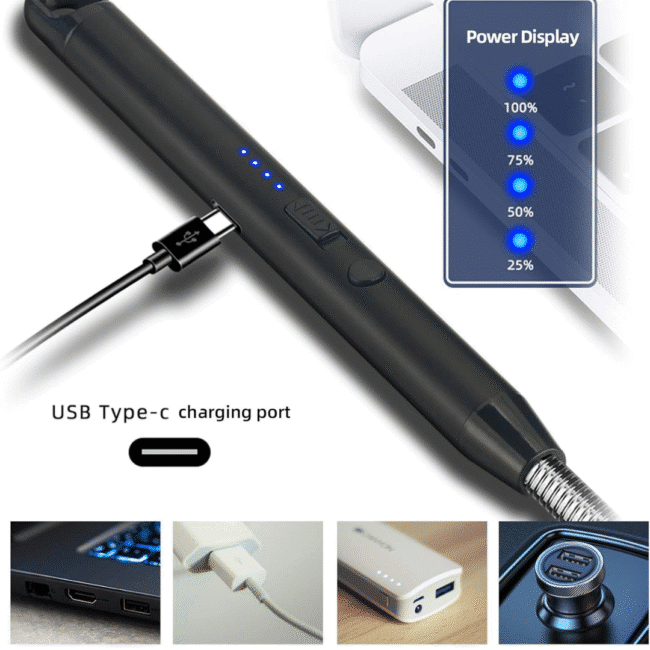 ⁦ولاعة كهربائية مع إمكانية الشحن بمنفذ Micro-USB - فضي⁩ - الصورة ⁦7⁩