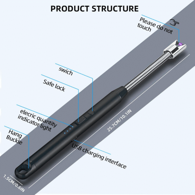 ⁦ولاعة كهربائية مع إمكانية الشحن بمنفذ Micro-USB - فضي⁩ - الصورة ⁦6⁩