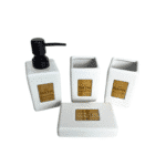 Porcelain Bathroom accessory Set 4-Piece: Soap Dispenser, Tumbler, Toothbrush Holder, Soap Dish-White - Image 3
