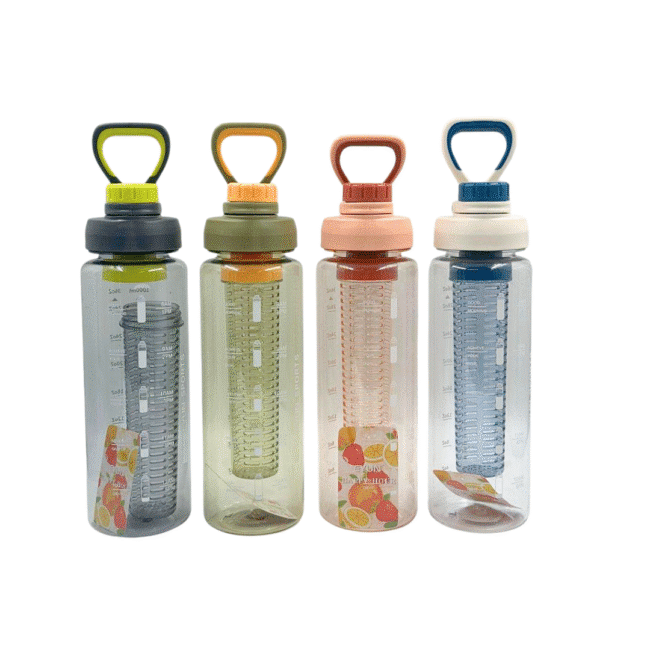 Graduated Detox Water Bottle with Infuser Chamber 1000ml-Pink Color - Image 2