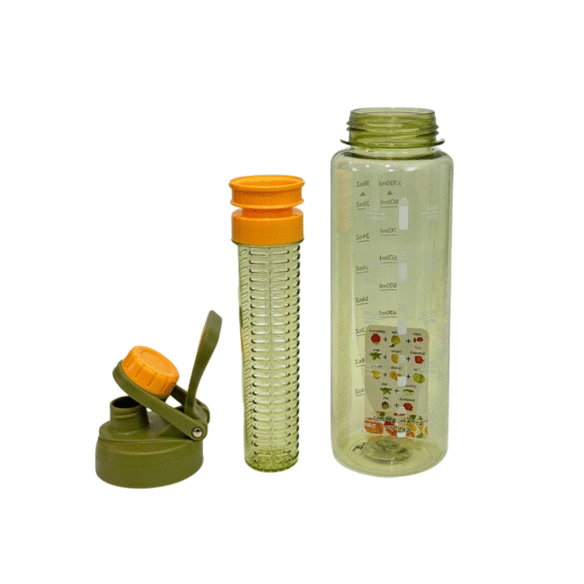Graduated Detox Water Bottle with Infuser Chamber 1000ml-White Color - Image 3