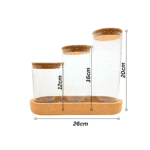 Borosilicate Glass Jar Set with Cork Lid (600-800-1000 ml) and Cork Tray - Image 6