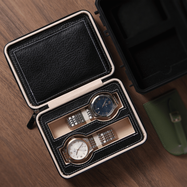 Watch Wallet Portable Travel Zipper Case (Black) With 4 Slot - Image 6