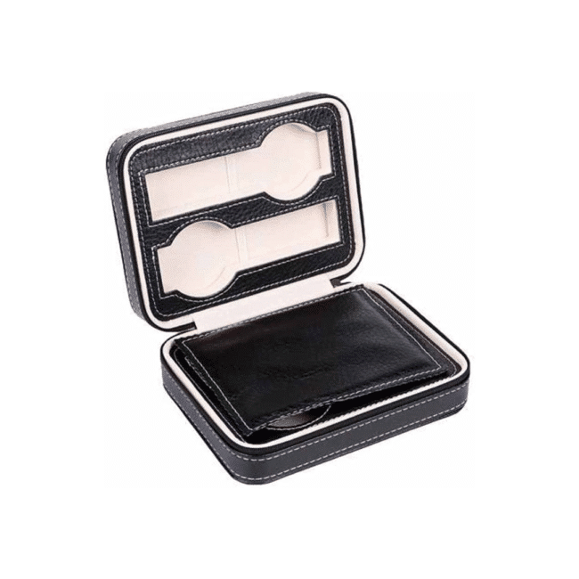 Watch Wallet Portable Travel Zipper Case (Black) With 4 Slot - Image 2