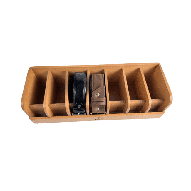Foxiwood Wooden Belt Organizer With 7 Removable Compartment for Drawer , Dressing Room and Closet - Image 2