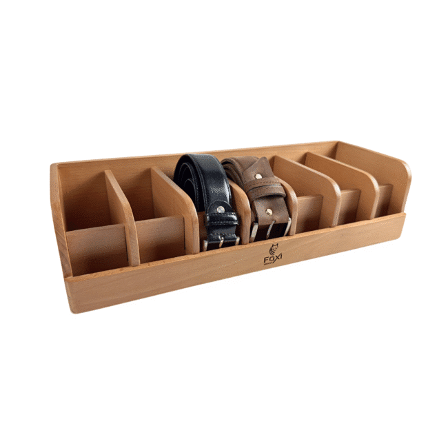 Foxiwood Wooden Belt Organizer With 7 Removable Compartment for Drawer , Dressing Room and Closet - Image 4