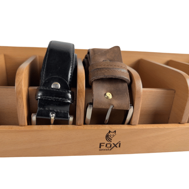 Foxiwood Wooden Belt Organizer With 7 Removable Compartment for Drawer , Dressing Room and Closet - Image 3
