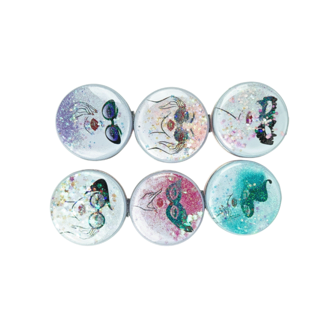 Compact Mirror 10 مرآة أنيقة ببريق سائل مضغوط | مرآة مكياج محمولة قابلة للطي على الوجهين للحقيبة | تصميم متحرك عائم الشكل 6 - الصورة 2