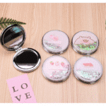 Stylish Liquid Glitter Compact Mirror | Dual-Sided Portable Folding Makeup Mirror for Purse | Animated Floating Design Shape 6 - Image 7
