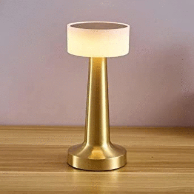 Rechargeable Portable LED Table Lamp with 3 Light Options (White ,Red, Warm) Gold - Image 8