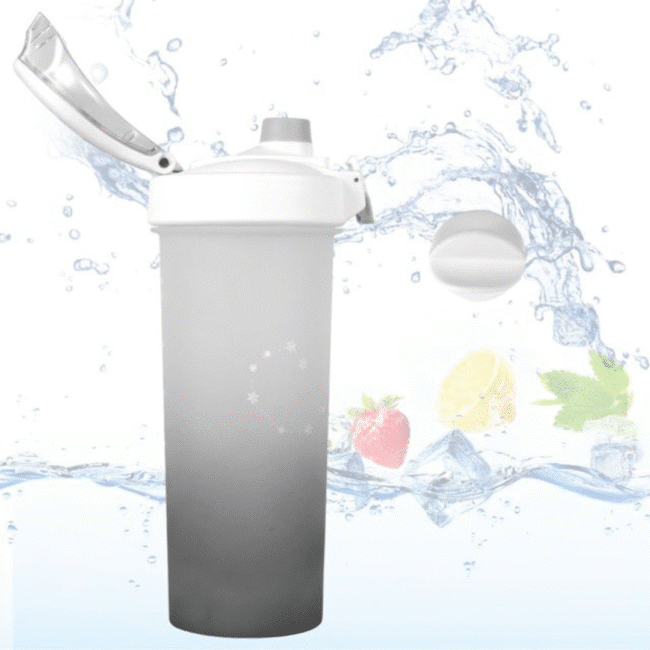 Motivtional Water Bottle 3 Sport Motivtional Water Bottle 800ml With Straw and Protein Powder Shaker -Pink - Image 4