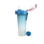 Sport Motivtional Water Bottle 800ml With Straw and Protein Powder Shaker -Light Blue - Image 2