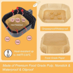 Non-Stick Airfryer Paper Liners 100PCS Square Shape - Image 4