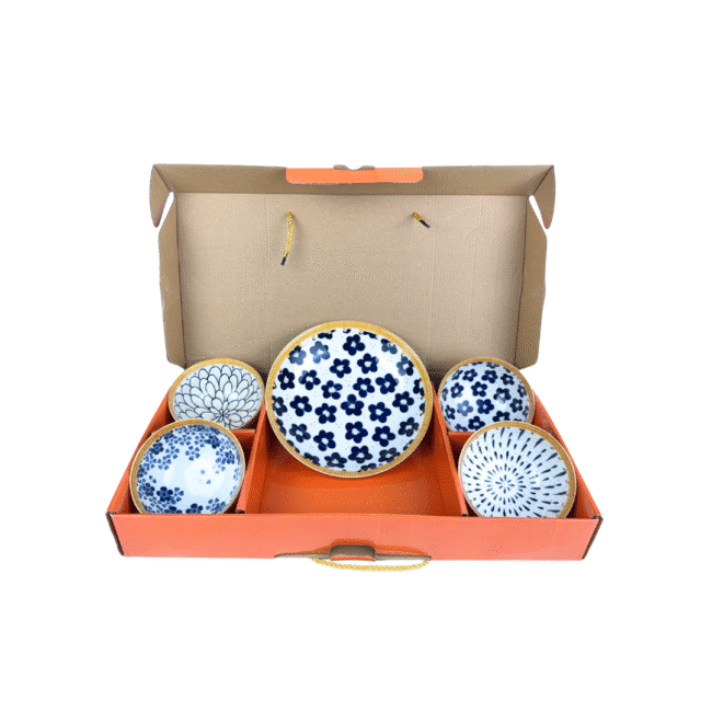 Salad and Soup Bowls 1 طقم بولات سلطة وشوربة من البورسلين مكون من 5 قطع (4 بولات عميقة 12 سم + طبق واحد 21 سم) الشكل 1 - الصورة 2