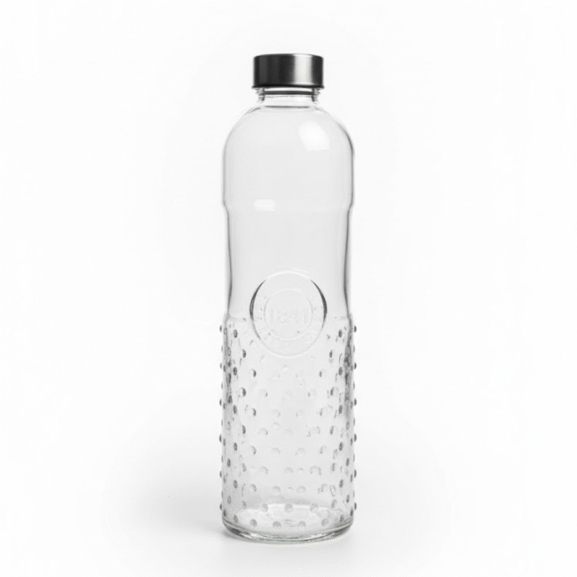 Danny Home 1000ml Glass Water Bottle with Airtight Twisted Lid – Leak-Proof & Reusable Design -Shape 2 - Image 2
