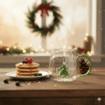 ⁦كوب زجاجي شكل كريسماس ثلاثي الأبعاد للشاي والقهوة من زجاج البورسليكات المقاوم للحرارة بمقبض - 400 مل⁩ - الصورة ⁦2⁩