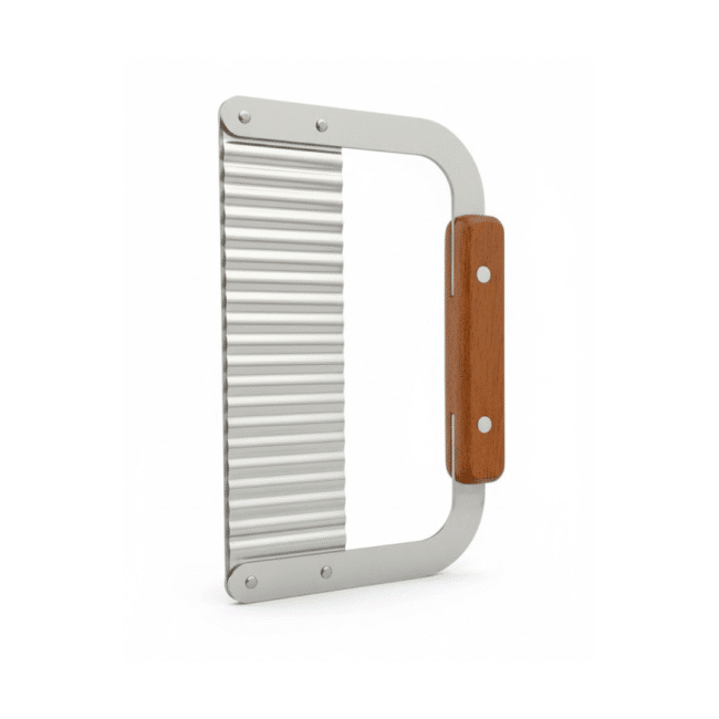 ⁦قاطع خضار متموّج بمقبض خشبي – سكين تمويج لتقطيع البطاطس والخضروات والفواكه – شفرة فولاذ مقاوم للصدأ⁩ - الصورة ⁦3⁩