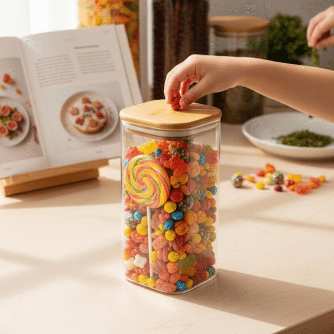 Danny Home Glass Storage Jar with Bamboo Lid – 1900 ml - Image 3