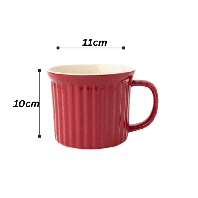 Danny Home Oven Ceramic Mug – Red Ribbed Design, 500ml Capacity - Image 4
