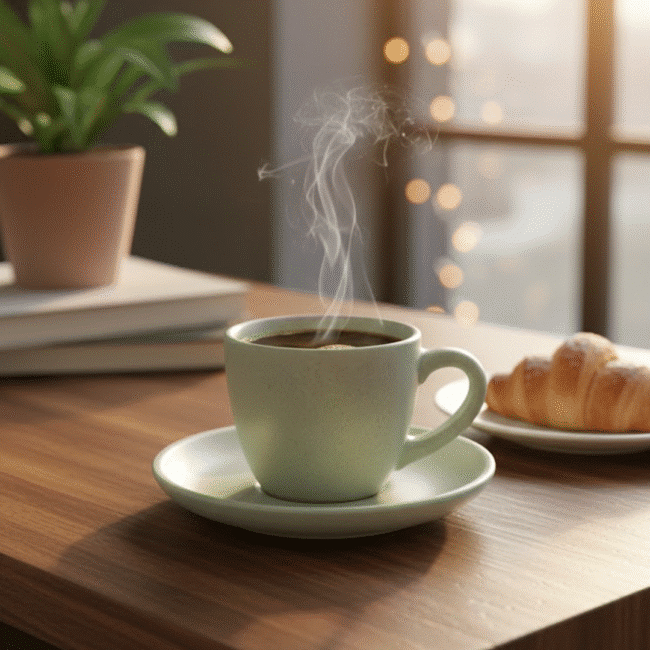 ⁦طقم فناجين قهوة داني هوم بورسلين 80 مل مع صحن، 12 قطعة، لون أخضر أنيق⁩ - الصورة ⁦3⁩