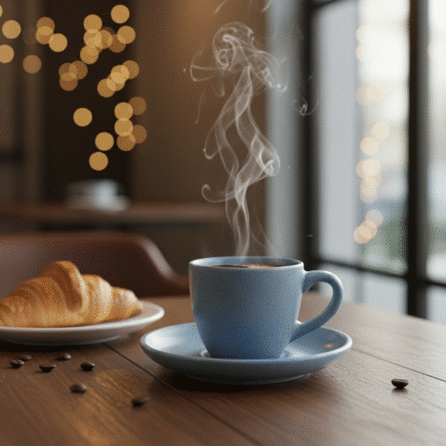 ⁦طقم فناجين قهوة داني هوم بورسلين 80 مل مع صحن، 12 قطعة، لون أزرق أنيق⁩ - الصورة ⁦3⁩