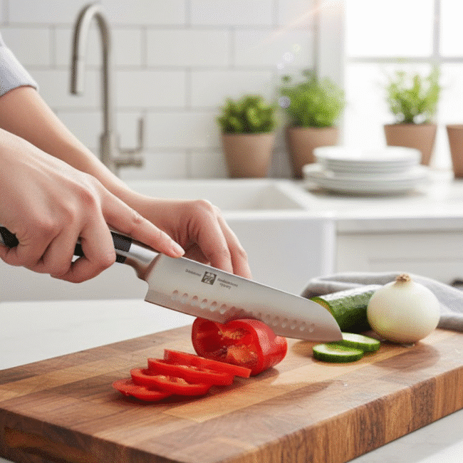 Professional Santoku Knife – 30cm Stainless Steel Blade with Anti-Slip Handle - Image 3