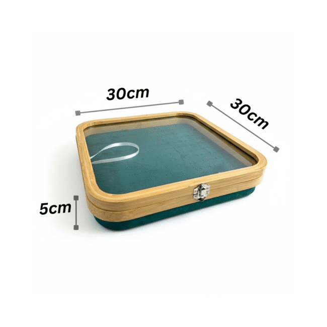 Bamboo Rings and Jewelry Organizer Box With Glass Cover-104 Slots, Green - Image 4
