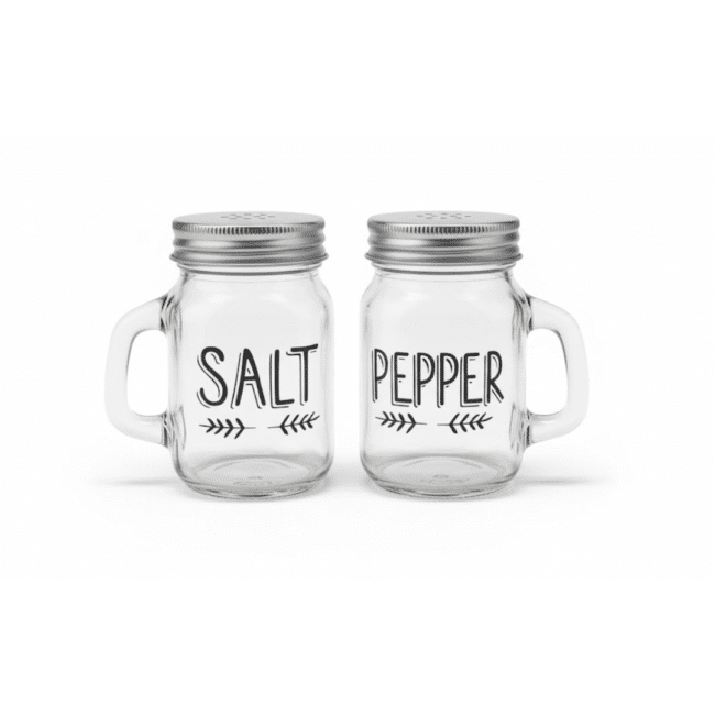 Danny Home Salt & Pepper Shaker Set – Mason Jar Design 120ml (2 Pieces) - Image 2