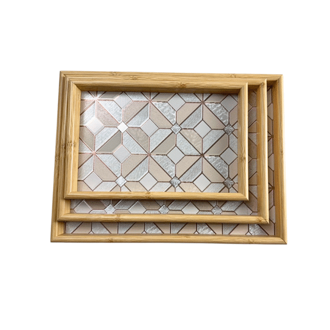 ⁦طقم صواني خشبية MDF فاخرة مكون من 3 قطع بأحجام مختلفة (40-35-30 سم) - الشكل 2⁩ - الصورة ⁦2⁩