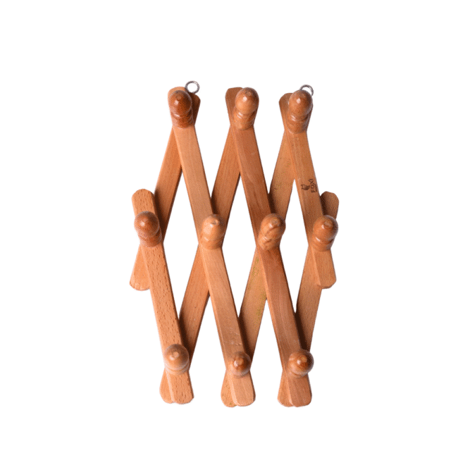 FoxiWood Expandable Wooden Wall Rack – Adjustable Accordion-Style Hanger with 10 Pegs for Coats, Hats, Bags & Home Organization - Image 2