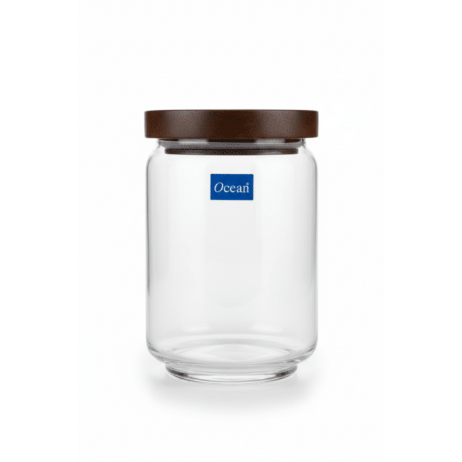 ⁦برطمان زجاجي من أوشن بوب سعة 650 مل مع غطاء خشبي - وعاء محكم الإغلاق لتخزين السكر والتوابل والمكسرات والأطعمة الجافة - صنع في تايلاند⁩ - الصورة ⁦2⁩