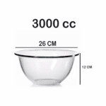 بولة زجاجية للفرن والخلط من بوركام، سعة 3000 سم مكعب (3 لتر) - مقاوم للحرارة، 26 سم - صنع في تركيا - الصورة 6