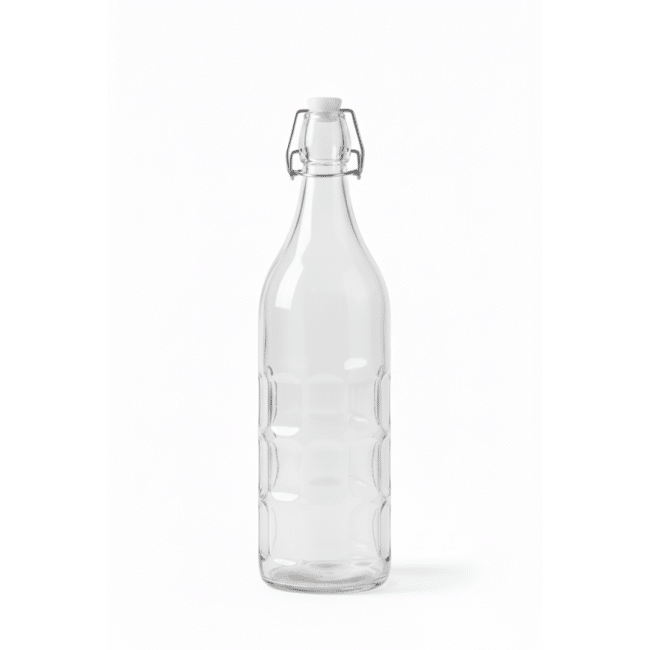 Danny Home Glass Water Bottle 1 Litre with Swing Top Lid | Airtight Leak-Proof Flip Cap | Reusable Clear Glass Bottle for Water, Juice & Beverages | Elegant Shaped Design - Image 2