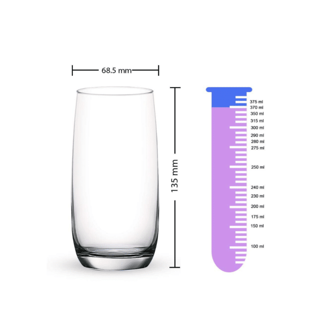 Ocean Ivory Hi Ball Glass Set 370 ml – 6-Piece Premium Tall Drinking Glasses for Juice, Soft Drinks, Iced Beverages & Water – Thailand Made - Image 3