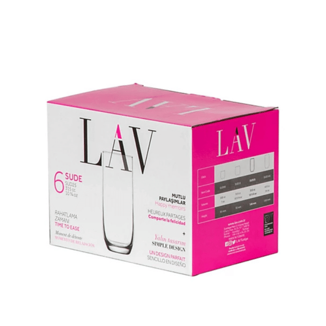 LAV Sude Long Drinking Glass 315ml – Clear Glass Tumbler, Set of 6, Turkey Made - Image 3