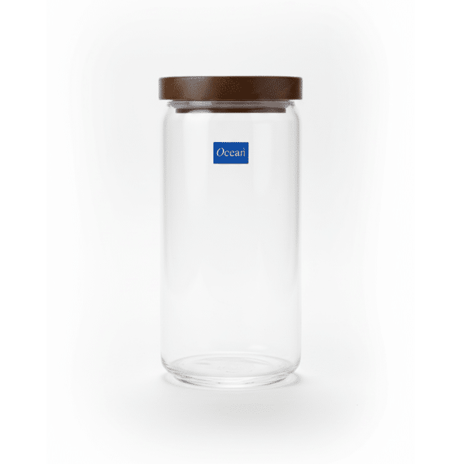 ⁦برطمان زجاجي من أوشن بوب سعة 1000 مل مع غطاء خشبي - حاوية تخزين محكمة الإغلاق للمطبخ والمخزن وتنظيم الأطعمة الجافة - صنع في تايلاند⁩ - الصورة ⁦3⁩