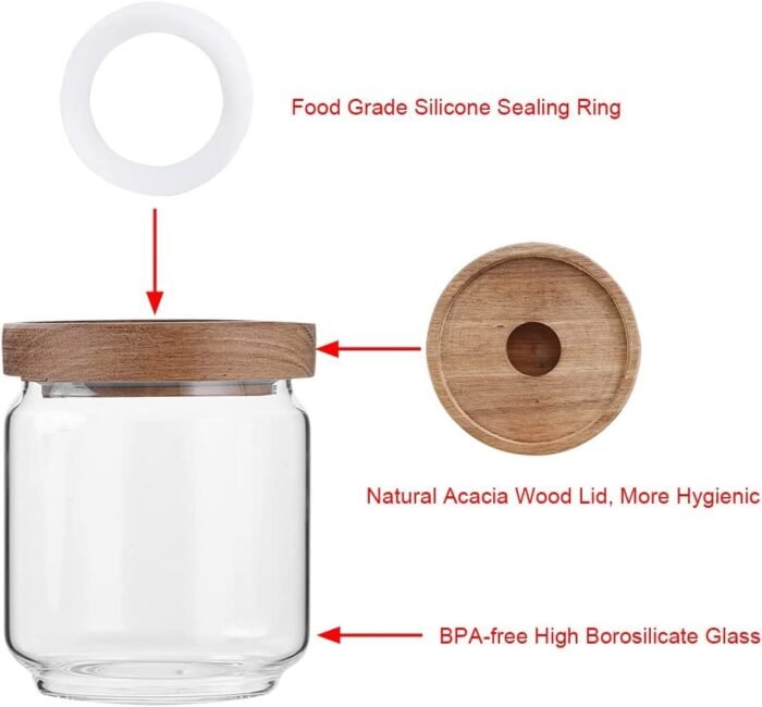 Kitchen Glass Jar with Acacia Wood Air-tight Lid (750 ml)