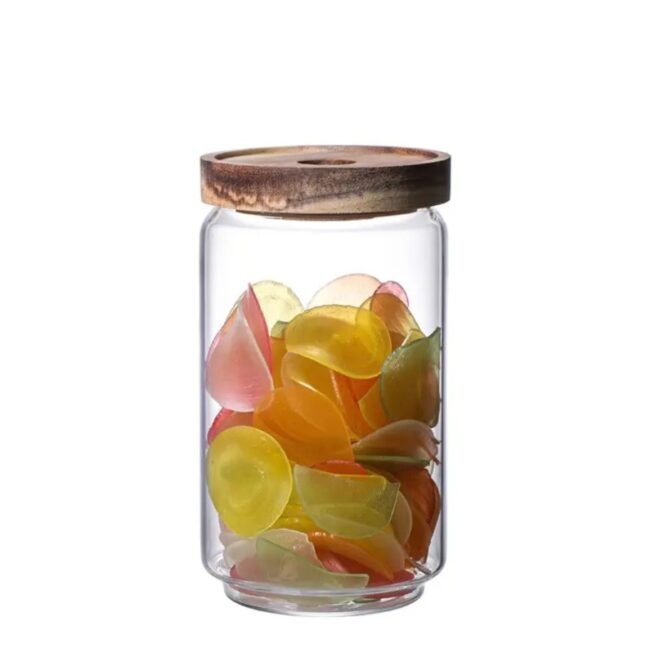 Kitchen Glass Jar with Acacia Wood Air-tight Lid (750 ml)