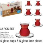 ⁦طقم شاي تركي من 6 أكواب مع 6 أطباق فناجين من باشابتشى- 140 مل - صناعة تركية⁩ - الصورة ⁦2⁩