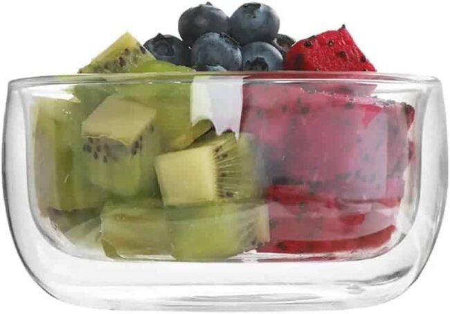 Transparent Heat Resistant Double Wall Glass Bowl For Fruite Salad And Ice Cream - (350Ml)