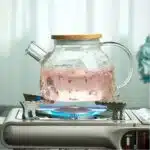 High Borosilicate Pyrex Glass Teapot With Stainless Steel Filter And Bamboo Lid -(1000Ml) With 4 small Cups (75ml) - Image 2