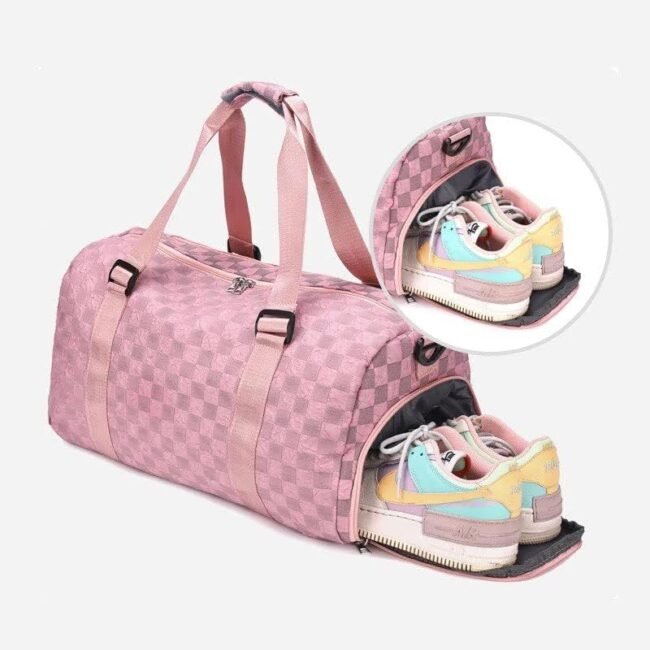 Fashion Duffel Bag ,Women Large Capacity Bag For Gym And Fitness with Shoe Compartment-Pink